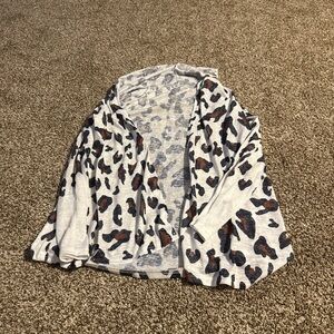 Stella Luce Leopard Print Cardigan - White and Brown